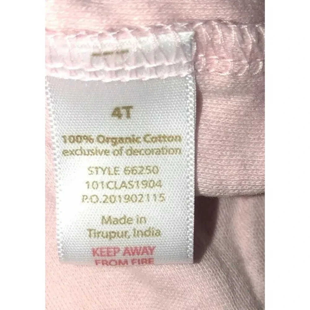 Touched by Nature girls Sz 4T 4 Toddler Pink‎ Organic Cotton Dress Short Sleeve